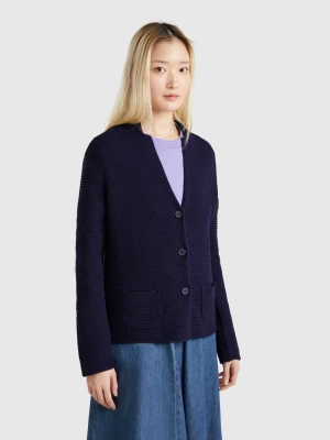 Benetton, 100% Cotton Knit Jacket, size XS, Dark Blue, Women United Colors of Benetton