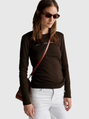 Benetton, 100% Cotton Long Sleeve T-shirt, size XXS, Brown, Women United Colors of Benetton