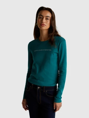 Benetton, 100% Cotton Long Sleeve T-shirt, size XXS, Dark Green, Women United Colors of Benetton