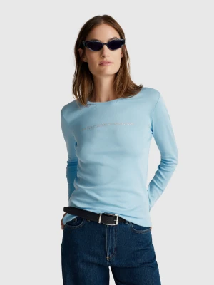 Benetton, 100% Cotton Long Sleeve T-shirt, size XXS, Light Blue, Women United Colors of Benetton