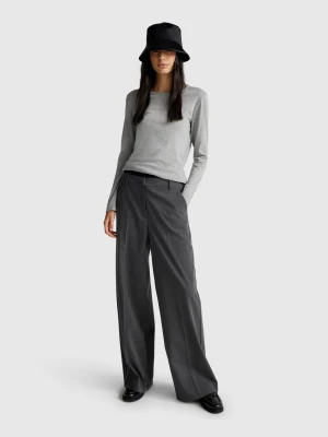 Zdjęcie produktu Benetton, 100% Cotton Long Sleeve T-shirt, Size: XXS, Light Gray, Women United Colors of Benetton