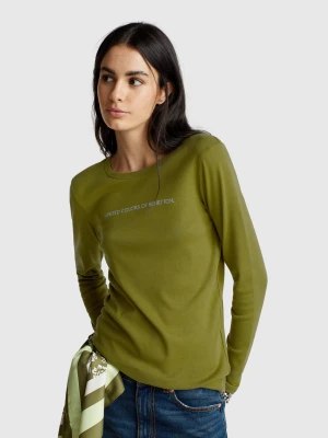 Benetton, 100% Cotton Long Sleeve T-shirt, size XXS, Military Green, Women United Colors of Benetton