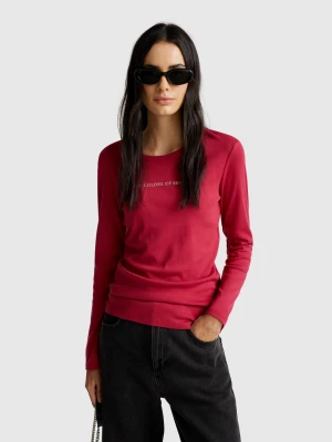 Benetton, 100% Cotton Long Sleeve T-shirt, size XXS, Red, Women United Colors of Benetton