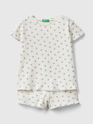 Benetton, 100% Cotton Patterned Pyjamas, size 2XL, Creamy White, Kids United Colors of Benetton