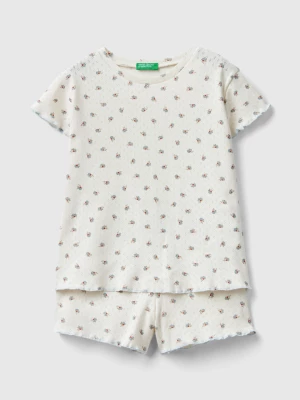 Benetton, 100% Cotton Patterned Pyjamas, size XXS, Creamy White, Kids United Colors of Benetton