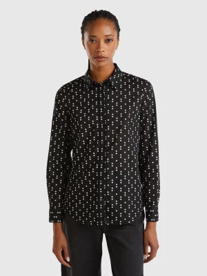 Benetton, 100% Cotton Patterned Shirt, size L, Black, Women United Colors of Benetton