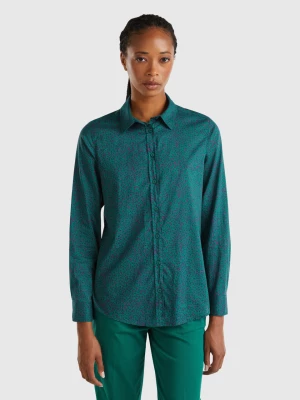 Benetton, 100% Cotton Patterned Shirt, size L, Dark Green, Women United Colors of Benetton