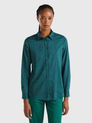 Benetton, 100% Cotton Patterned Shirt, size L, Dark Green, Women United Colors of Benetton