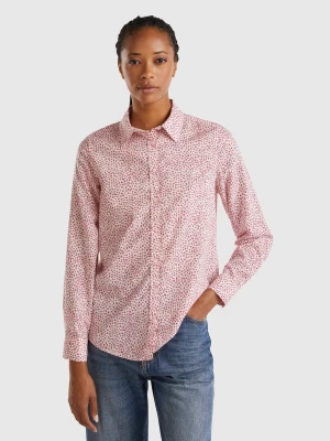 Benetton, 100% Cotton Patterned Shirt, size L, Pastel Pink, Women United Colors of Benetton