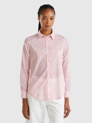Benetton, 100% Cotton Patterned Shirt, size L, Pink, Women United Colors of Benetton