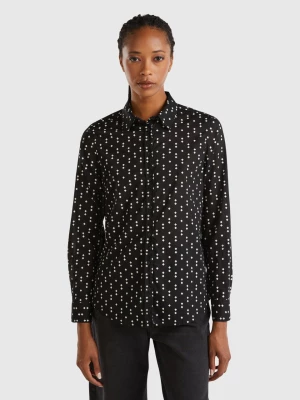 Benetton, 100% Cotton Patterned Shirt, size M, Black, Women United Colors of Benetton