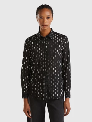 Benetton, 100% Cotton Patterned Shirt, size XL, Black, Women United Colors of Benetton