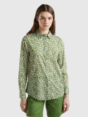 Benetton, 100% Cotton Patterned Shirt, size XL, Green, Women United Colors of Benetton