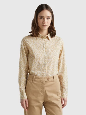 Benetton, 100% Cotton Patterned Shirt, size XXS, Beige, Women United Colors of Benetton