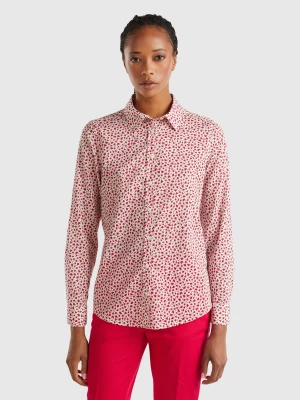 Benetton, 100% Cotton Patterned Shirt, size XXS, Creamy White, Women United Colors of Benetton