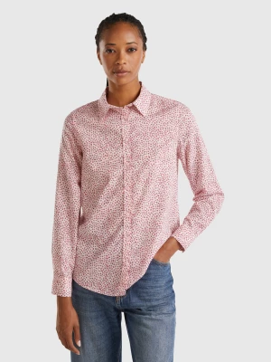 Benetton, 100% Cotton Patterned Shirt, size XXS, Pastel Pink, Women United Colors of Benetton