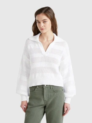 Zdjęcie produktu Benetton, 100% Cotton Polo Sweater, size XS, White, Women United Colors of Benetton