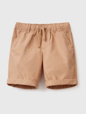 Benetton, 100% Cotton Shorts With Drawstring, size 104, Camel, Kids United Colors of Benetton