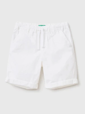 Benetton, 100% Cotton Shorts With Drawstring, size 104, White, Kids United Colors of Benetton