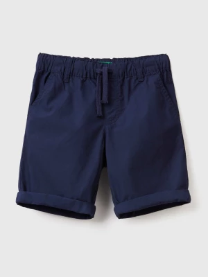 Benetton, 100% Cotton Shorts With Drawstring, size 110, Dark Blue, Kids United Colors of Benetton
