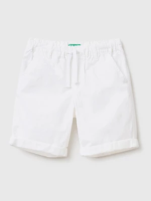 Benetton, 100% Cotton Shorts With Drawstring, size 116, White, Kids United Colors of Benetton