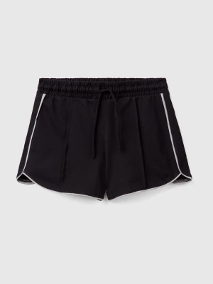 Benetton, 100% Cotton Shorts With Drawstring, size S, Black, Kids United Colors of Benetton