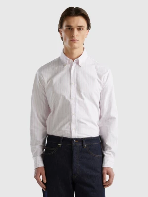 Benetton, 100% Cotton Striped Shirt, size XL, White, Men United Colors of Benetton