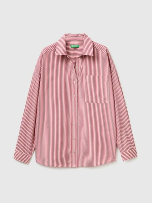 Benetton, 100% Cotton Striped Shirt, Size: XS, Plum, Women United Colors of Benetton