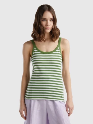 Benetton, 100% Cotton Striped Tank Top, size L, Military Green, Women United Colors of Benetton