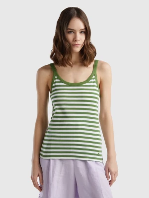 Benetton, 100% Cotton Striped Tank Top, size XS, Military Green, Women United Colors of Benetton