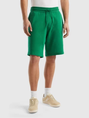 Benetton, 100% Cotton Sweat Bermudas, size XL, Dark Green, Men United Colors of Benetton