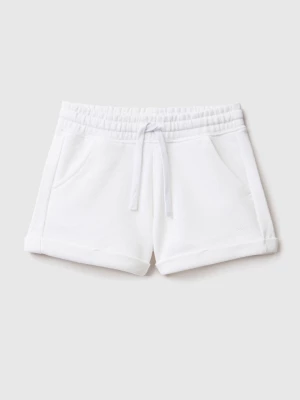 Benetton, 100% Cotton Sweat Shorts, size 2XL, White, Kids United Colors of Benetton