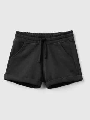 Benetton, 100% Cotton Sweat Shorts, size L, Black, Kids United Colors of Benetton