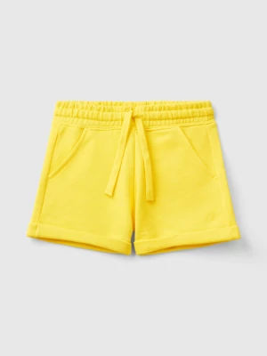 Benetton, 100% Cotton Sweat Shorts, size L, Yellow, Kids United Colors of Benetton