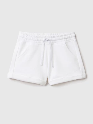 Benetton, 100% Cotton Sweat Shorts, size S, White, Kids United Colors of Benetton