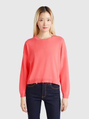 Benetton, 100% Cotton Sweater, Size: XL, Fuchsia, Women United Colors of Benetton