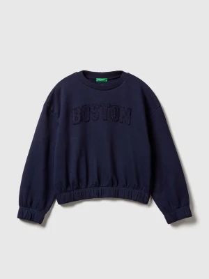 Benetton, 100% Cotton Sweatshirt With Embroidery, Size: XL, Dark Blue, Kids United Colors of Benetton