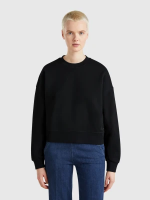 Benetton, 100% Cotton Sweatshirt With Logo Print, size XS, Black, Women United Colors of Benetton