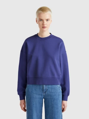 Benetton, 100% Cotton Sweatshirt With Logo Print, size XL, Blue, Women United Colors of Benetton
