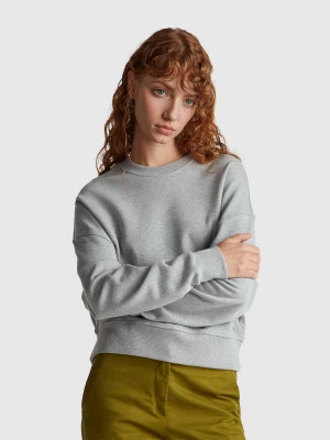 Benetton, 100% Cotton Sweatshirt With Logo Print, Size: XS, Light Gray, Women United Colors of Benetton