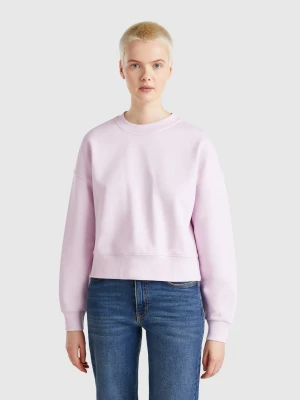Benetton, 100% Cotton Sweatshirt With Logo Print, size XL, Lilac, Women United Colors of Benetton