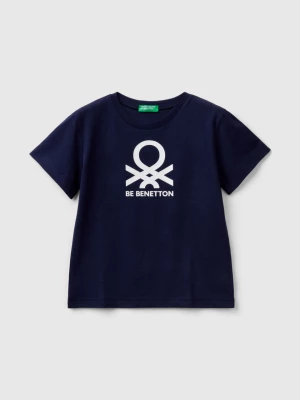 Benetton, 100% Cotton T-shirt With Logo, size 104, Dark Blue, Kids United Colors of Benetton