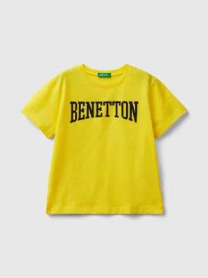 Benetton, 100% Cotton T-shirt With Logo, size 104, Yellow, Kids United Colors of Benetton