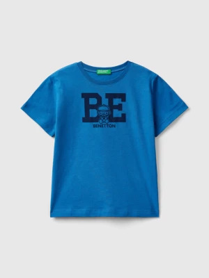 Benetton, 100% Cotton T-shirt With Logo, size 110, Blue, Kids United Colors of Benetton