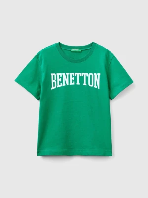 Benetton, 100% Cotton T-shirt With Logo, size 110, Green, Kids United Colors of Benetton