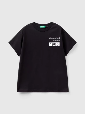 Benetton, 100% Cotton T-shirt With Logo, size 2XL, Black, Kids United Colors of Benetton