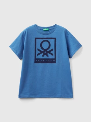 Benetton, 100% Cotton T-shirt With Logo, size 2XL, Blue, Kids United Colors of Benetton