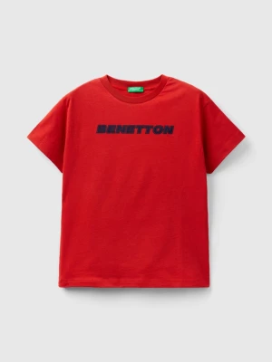 Benetton, 100% Cotton T-shirt With Logo, size 2XL, Brick Red, Kids United Colors of Benetton