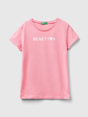 Benetton, 100% Cotton T-shirt With Logo, size 3XL, Pink, Kids United Colors of Benetton