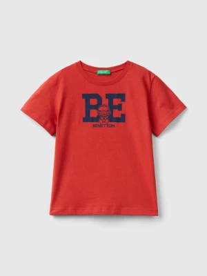 Benetton, 100% Cotton T-shirt With Logo, size 82, Brick Red, Kids United Colors of Benetton